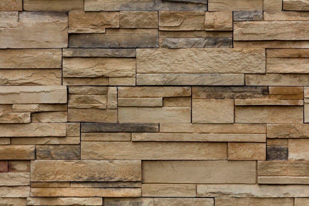 Close-up of stacked stone veneer wall
